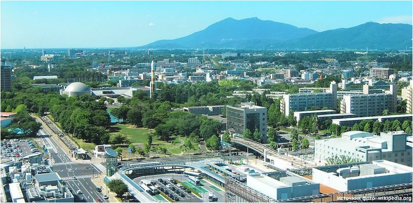 Pohľad na horu Tsukuba a centrum Tsukuba