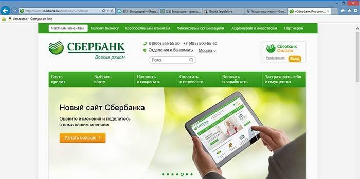 Otvorte stránku Sberbank na internete