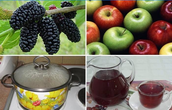 dusené jablká a moruše