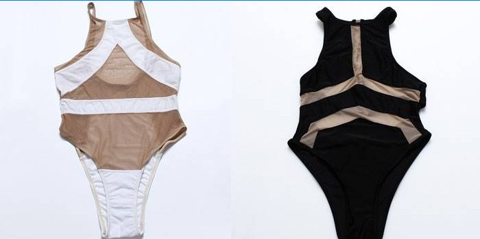 Dva modely dámskych plaviek značky Stripsky s priehľadnými vložkami