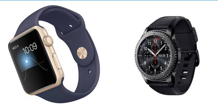 Hodinky Apple Sport 42 mm so športovým pásmom a hranicou Samsung Gear S3