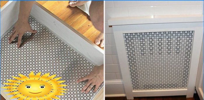 DIY dekoratívna obrazovka pre vyhrievanú batériu