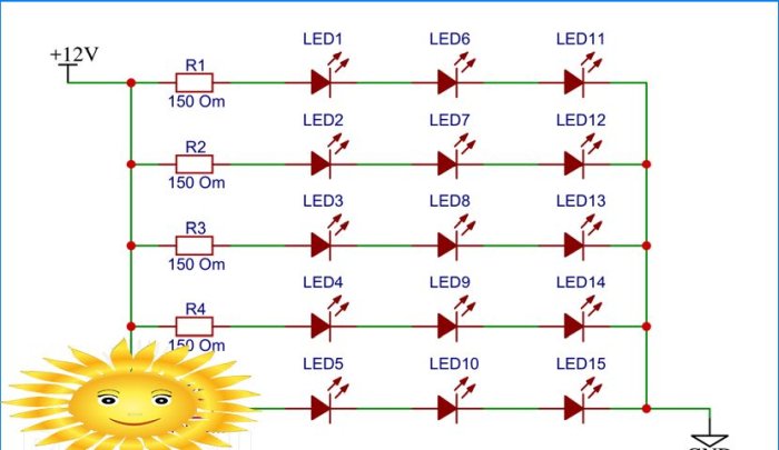 Obvod matice LED