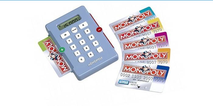 Platobný terminál v hre Monopoly a bankové karty
