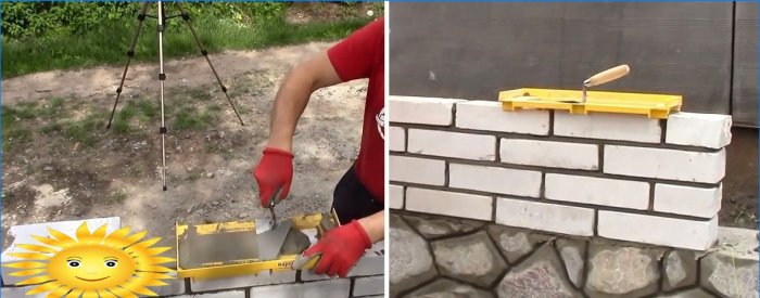 Šablóna pre maltu pri kladení tehál