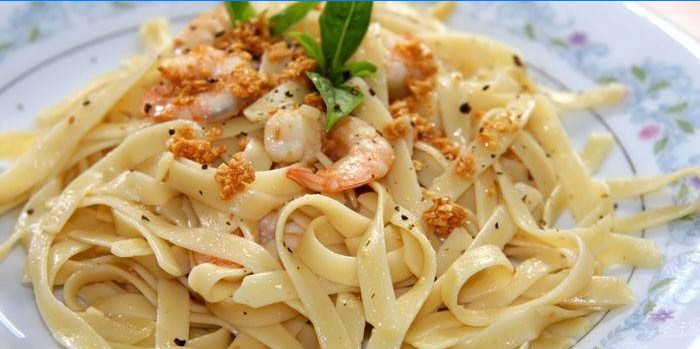 Krevety Fettuccine