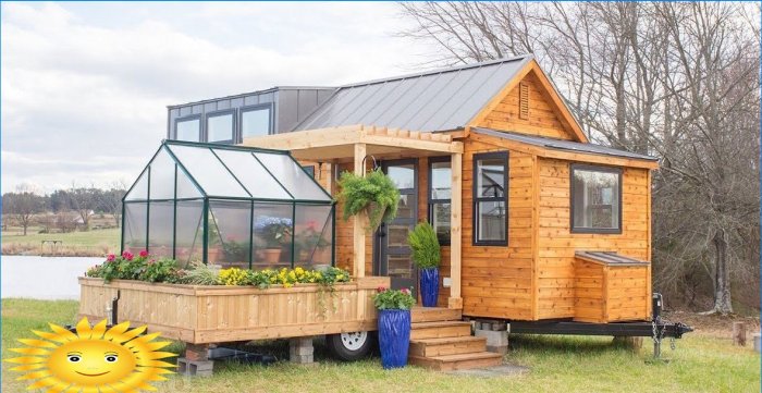 Tiny House: vlastnosti, príklady usporiadania