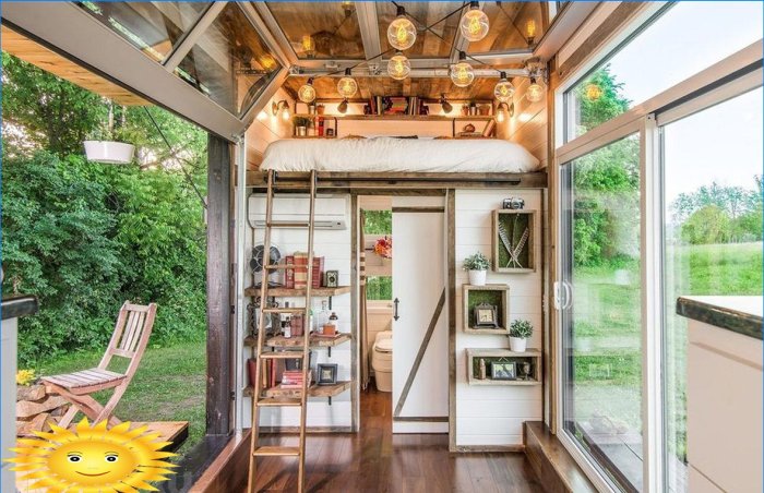 Tiny House: vlastnosti, príklady usporiadania