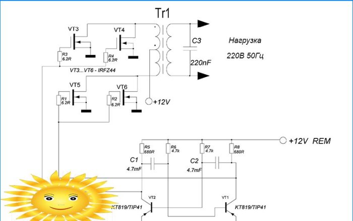 Menič napätia založený na multivibrátorových a výkonových prepínačoch IRFZ44