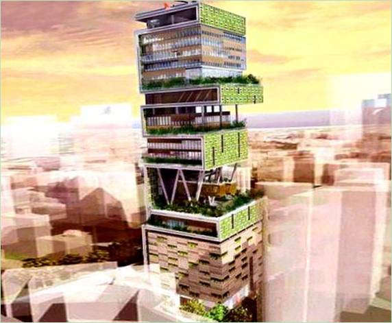 Obytná budova Antilia v Bombaji