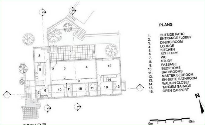 Pôdorys vidieckeho domu 10 Osman St. Residence v Namíbii