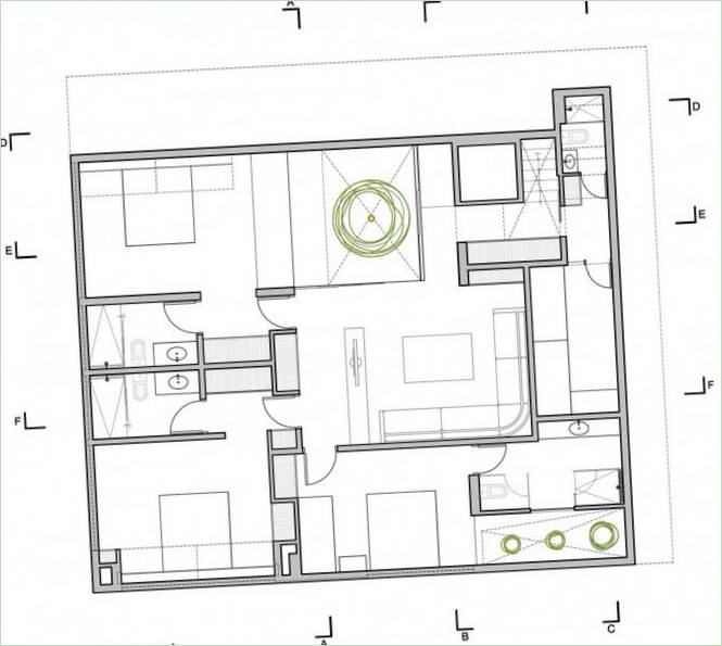 Vzdušný interiér Casa P12 v Peru